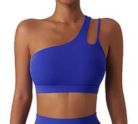 GXIN Soutien-Gorge de Yoga à Une épaule avec Bretelles découpées Top d'entraînement Sportif pour Femme (as4, Alpha, x_l, Regular, Regular, Standard, Gauche-Bleu, XL)