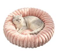 GXJIXf Calming Donut Dog Bed, Ultra-Soft Round Faux Rabbit Fur Cat Bed (Pink,XX-Large)