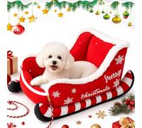 GXJIXf Christmas Sleigh Dog Bed, Santa Sleigh Pet Bed (Red,Medium)