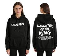 GXJIXf Daughter of The King Hoodie, Bible Verse Sweatshirt, Christian Hoodies for Women (Black,Grand)