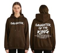 GXJIXf Daughter of The King Hoodie, Bible Verse Sweatshirt, Christian Hoodies for Women (Coffee,Grand)