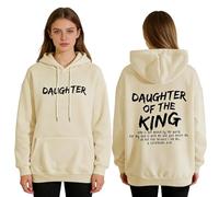 GXJIXf Daughter of The King Hoodie, Bible Verse Sweatshirt, Christian Hoodies for Women (Khaki,TTG)