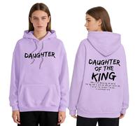 GXJIXf Daughter of The King Hoodie, Bible Verse Sweatshirt, Christian Hoodies for Women (Purple,Grand)