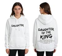 GXJIXf Daughter of The King Hoodie, Bible Verse Sweatshirt, Christian Hoodies for Women (White,TTG)