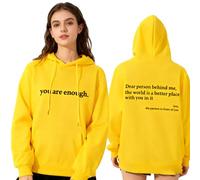 GXJIXf Dear Person Behind Me Hoodie, You are Enough Sweatshirt, Mental Health Hoodie, Fleece Lining, for Women & Men (Yellow,TP)