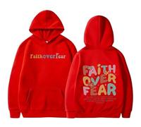 GXJIXf Faith Over Fear Hoodie, Cute Christian Hoodies, Fleece Lining, for Women & Girls (Red,TTG)