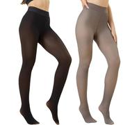 GXJIXf Faux Sheer Women's Fleece Lined Tights, Sheer Thermal Pantyhose, Thick Warm, for Cold Winter (black+brown,M)