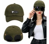 GXJIXf Goggle Baseball Hat, Pilot Goggles Baseball Cap with Sunglasses (Army Green)