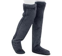 GXJIXf Goose down Knee Socks for Christmas, Plush Over the Knee Long Tube Sock, Winter Leg Warmers, Soft Cozy, for Women Sleeping (Black)