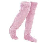 GXJIXf Goose down Knee Socks for Christmas, Plush Over the Knee Long Tube Sock, Winter Leg Warmers, Soft Cozy, for Women Sleeping (Pink)