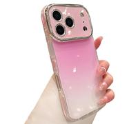 GXJIXf Gradient Color Glitter Bling Compatible, Silicone Shockproof Cover, Camera Lens Protection, for iPhone 17/16/15/14 Pro Max (15pro,Pink)