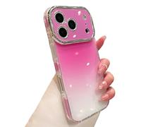 GXJIXf Gradient Color Glitter Bling Compatible, Silicone Shockproof Cover, Camera Lens Protection, for iPhone 17/16/15/14 Pro Max (14,Hot Pink)