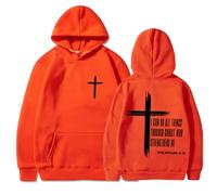 GXJIXf I Can Do All Things Through Christ Hoodie, Cross Sweatshirt, Christian Hoodies, Fleece Lining, for Women & Men (Orange,M)