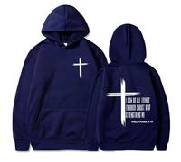 GXJIXf I Can Do All Things Through Christ Hoodie, Cross Sweatshirt, Christian Hoodies, Fleece Lining, for Women & Men (Navy,Grand)