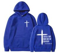 GXJIXf I Can Do All Things Through Christ Hoodie, Cross Sweatshirt, Christian Hoodies, Fleece Lining, for Women & Men (Blue,Grand)