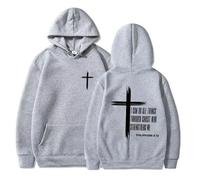 GXJIXf I Can Do All Things Through Christ Hoodie, Cross Sweatshirt, Christian Hoodies, Fleece Lining, for Women & Men (Gray,3TG)