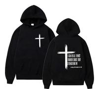 GXJIXf I Can Do All Things Through Christ Hoodie, Cross Sweatshirt, Christian Hoodies, Fleece Lining, for Women & Men (Black,3TG)