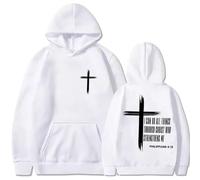 GXJIXf I Can Do All Things Through Christ Hoodie, Cross Sweatshirt, Christian Hoodies, Fleece Lining, for Women & Men (White,TTG)