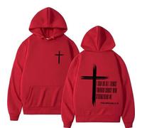 GXJIXf I Can Do All Things Through Christ Hoodie, Cross Sweatshirt, Christian Hoodies, Fleece Lining, for Women & Men (Red,M)