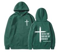 GXJIXf I Can Do All Things Through Christ Hoodie, Cross Sweatshirt, Christian Hoodies, Fleece Lining, for Women & Men (Green,M)