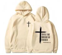 GXJIXf I Can Do All Things Through Christ Hoodie, Cross Sweatshirt, Christian Hoodies, Fleece Lining, for Women & Men (Apricot,3TG)