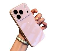 GXJIXf Luxury Crystal Texture Phone Case, Full-Coverage Lens Design, Solid Color, for iPhone 17/16/15/14/13 Pro Max/Air (Pink,14plus)