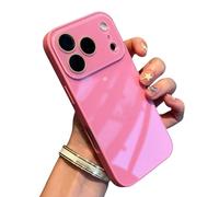 GXJIXf Luxury Crystal Texture Phone Case, Full-Coverage Lens Design, Solid Color, for iPhone 17/16/15/14/13 Pro Max/Air (Rose Red,14)