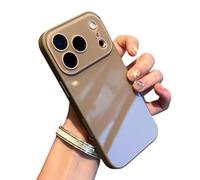 GXJIXf Luxury Crystal Texture Phone Case, Full-Coverage Lens Design, Solid Color, for iPhone 17/16/15/14/13 Pro Max/Air (Brown,14)