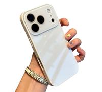 GXJIXf Luxury Crystal Texture Phone Case, Full-Coverage Lens Design, Solid Color, for iPhone 17/16/15/14/13 Pro Max/Air (White,14promax)