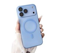 GXJIXf Magnetic Slim Frosted Minimalist Case for iPhone 17, Translucent Skin Feel Anti-Fingerprints, Built-in Camera Protector (17,Light Blue)