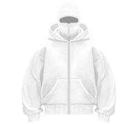 GXJIXf Masked Hoodies for Men, Winter Double Hooded Zip Sweatshirt, Built-in Balaclava, Fleece-Lined, Fashion & Casual (White-A,Grand)