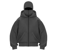 GXJIXf Masked Hoodies for Men, Winter Double Hooded Zip Sweatshirt, Built-in Balaclava, Fleece-Lined, Fashion & Casual (Dark Gray,3TG)