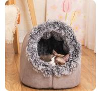 GXJIXf Pet Cozy Warm Cave Bed, Anti-Anxiety Dog Crate Mattress, Winter Warm Closed-Off Cat Beds, Removable and Washable, for Small Pets (A,Medium)