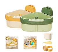 GXJIXf Suction Cup Sink Corner Rack, Triangular Strainer Basket, Kitchen Waste Catcher, Automatic Dumping, Removable for Easy Cleaning (Yellow+Green)