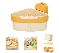 GXJIXf Suction Cup Sink Corner Rack, Triangular Strainer Basket, Kitchen Waste Catcher, Automatic Dumping, Removable for Easy Cleaning (Yellow)