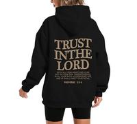 GXJIXf Trust in The Lord Hoodie, Christian Hoodies, Christian Long Sleeve Sweatshirts for Women and Men (Black,TG)