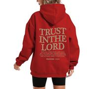 GXJIXf Trust in The Lord Hoodie, Christian Hoodies, Christian Long Sleeve Sweatshirts for Women and Men (Red,S)