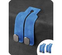 GXJIXf Twin Hook Leather Car Headrest Hangers, 2pcs Automotive Seat Back Organizers, Purse Hook for Car (A-dark blue)