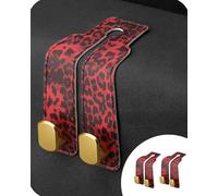 GXJIXf Twin Hook Leather Car Headrest Hangers, 2pcs Automotive Seat Back Organizers, Purse Hook for Car (C-red black)