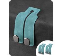 GXJIXf Twin Hook Leather Car Headrest Hangers, 2pcs Automotive Seat Back Organizers, Purse Hook for Car (A-blue)