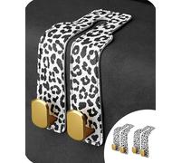 GXJIXf Twin Hook Leather Car Headrest Hangers, 2pcs Automotive Seat Back Organizers, Purse Hook for Car (C-black white)