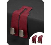 GXJIXf Twin Hook Leather Car Headrest Hangers, 2pcs Automotive Seat Back Organizers, Purse Hook for Car (D-red)