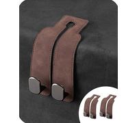 GXJIXf Twin Hook Leather Car Headrest Hangers, 2pcs Automotive Seat Back Organizers, Purse Hook for Car (A-brown)