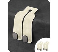 GXJIXf Twin Hook Leather Car Headrest Hangers, 2pcs Automotive Seat Back Organizers, Purse Hook for Car (A-beige)
