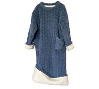 GXJIXf Winter Coral Velvet Home Clothes, Women Velvet Long Robe, Winter Thicken Warm, for Women Warm Home Wear (Thicken-navy blue,TG)