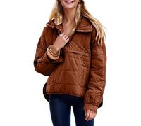 GXJIXf Women's Oversized Puffer Jacket, Quilted puffer jacket, Lightweight Down Hoodies, Winter Warm Padded Coat for Women (Dark Brown,M)