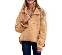 GXJIXf Women's Oversized Puffer Jacket, Quilted puffer jacket, Lightweight Down Hoodies, Winter Warm Padded Coat for Women (Light Brown,TTG)