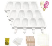 Gxlaihly 3 Pcs Moules à Glace Silicone, Moule à Glace en silicone, Moule à Glace, Popsicle Moule Sans BPA, Avec 100 Batonnet En Bois, 100 sacs OPP, 100 bandes d'emballage et 100 autocollants
