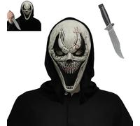 Gxlaihly Masque scream, Masques Scream Halloween Avec 1 Couteau, Ghost Face Maske, Masque horreur, Ghost Mask pour Carnaval Cosplay (Masque Screaming Fangs avec couteau)