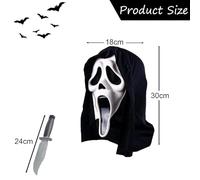 Gxlaihly Masque scream, Masques Scream Halloween Avec 1 Couteau, Ghost Face Maske, Masque horreur, Ghost Mask pour Carnaval Cosplay (Masque cri avec couteau)